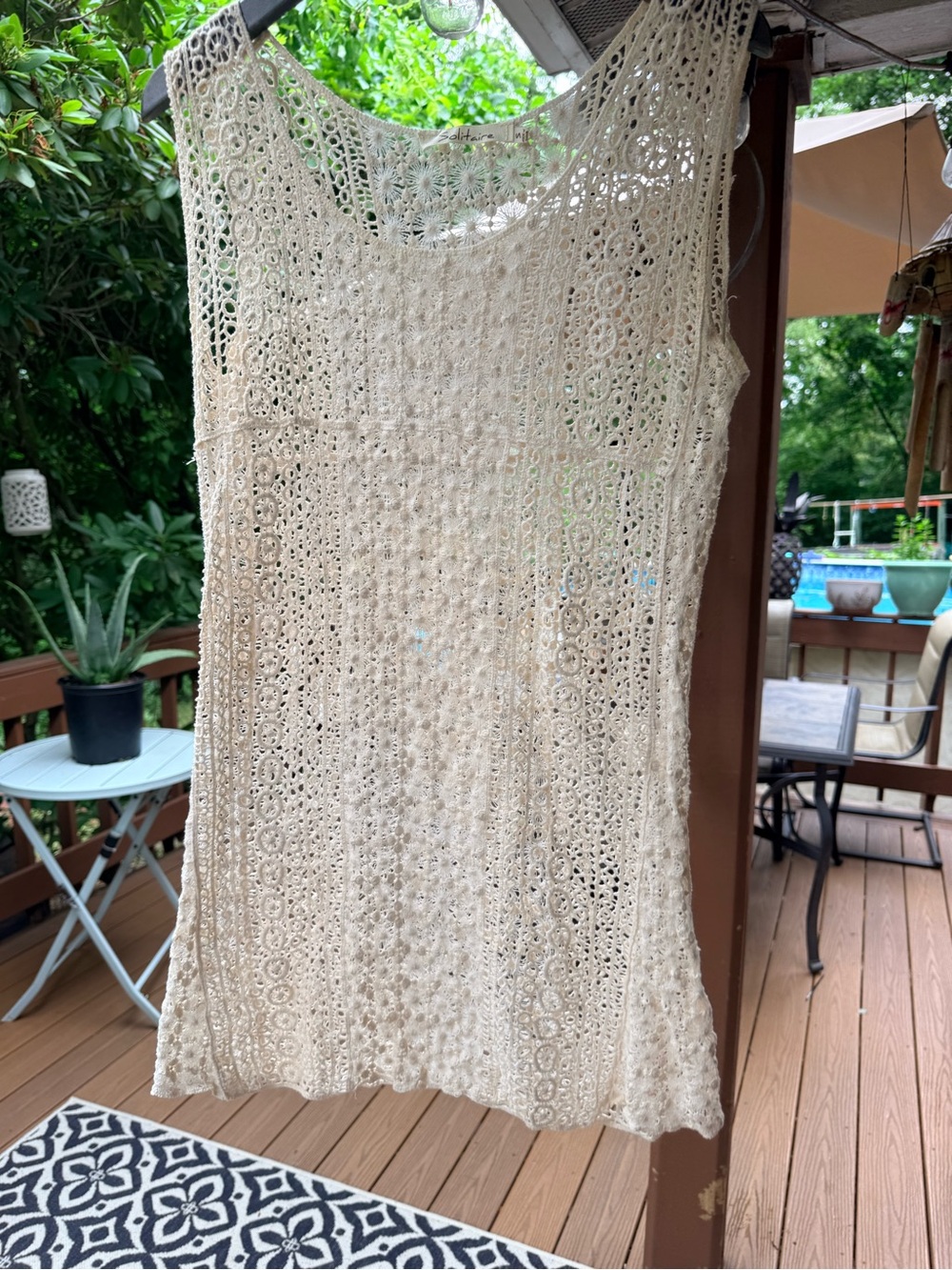 Solitaire Cream Crochet Swim Coverup Tank